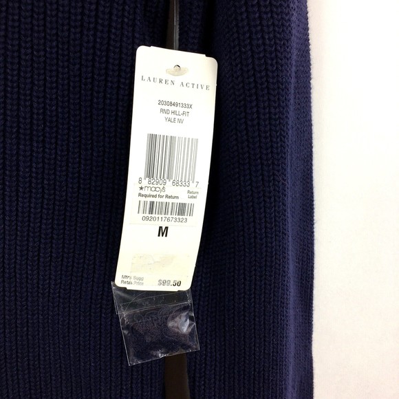 LRL Ralph Lauren Active Womens Navy Ribbed Sweater M Nautical Half Toggle Nwt - Picture 7 of 9